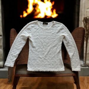 Rudolph‎ Valentino 1921 White Textured Knit Long Sleeve Top Medium